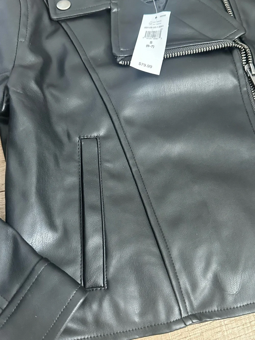 GAP Black Faux Leather Asymmetrical Moto Jacket